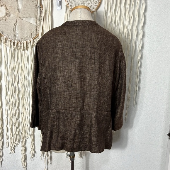 Eileen Fisher Brown Linen Jacket Size Large - Picture 8 of 13